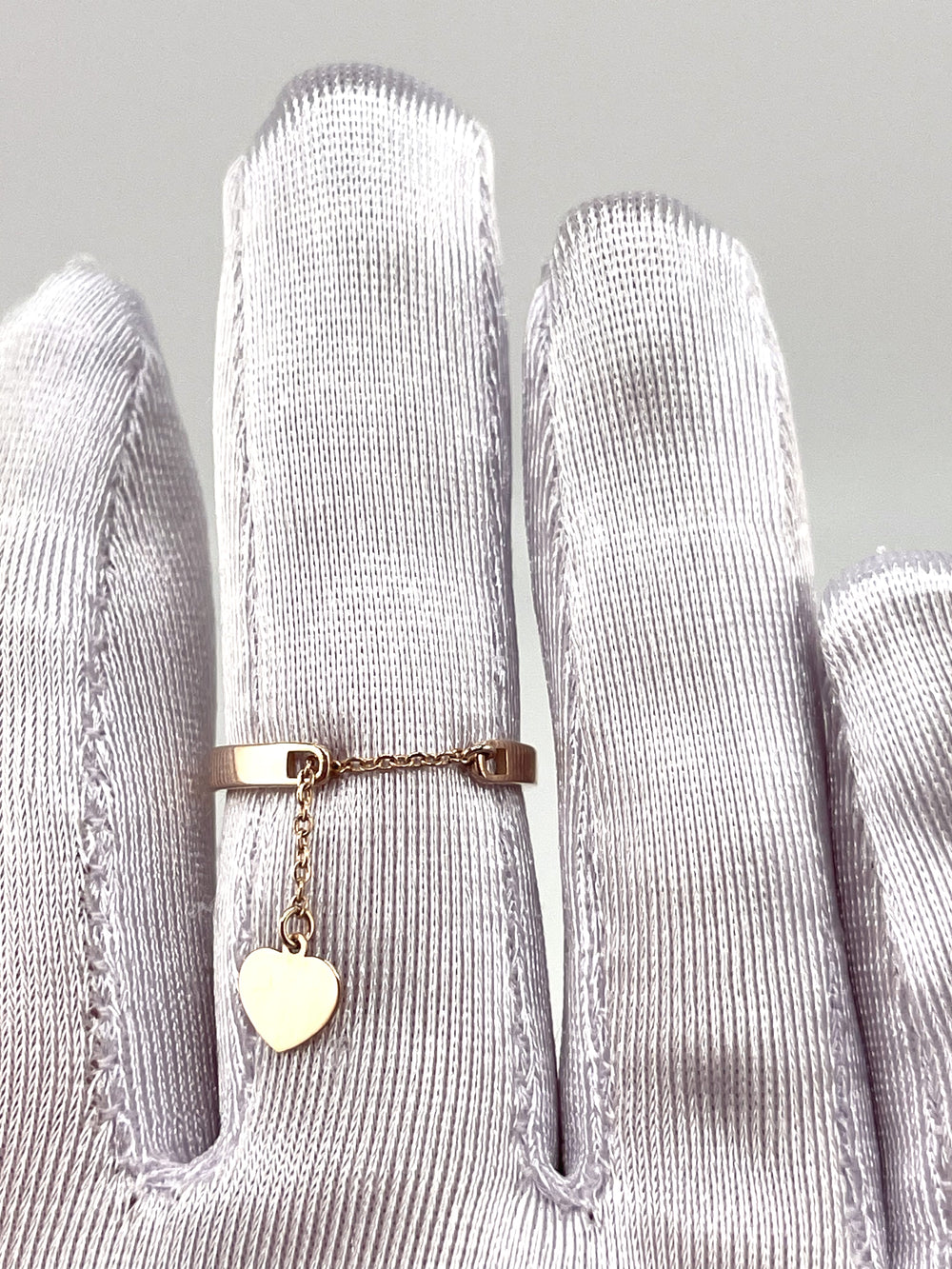 14K Rose Gold Ring With Dangling Heart Charm, Luxury Ring, Gift For Her