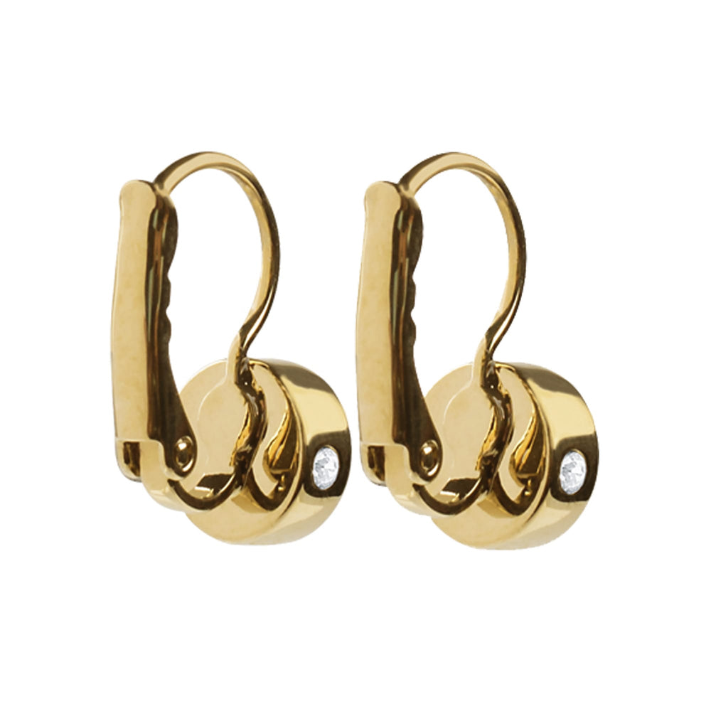 Aquamarine And Clear Crystal Hook Gold Earrings, Aquagreen Crystal Gold Hook Earrings