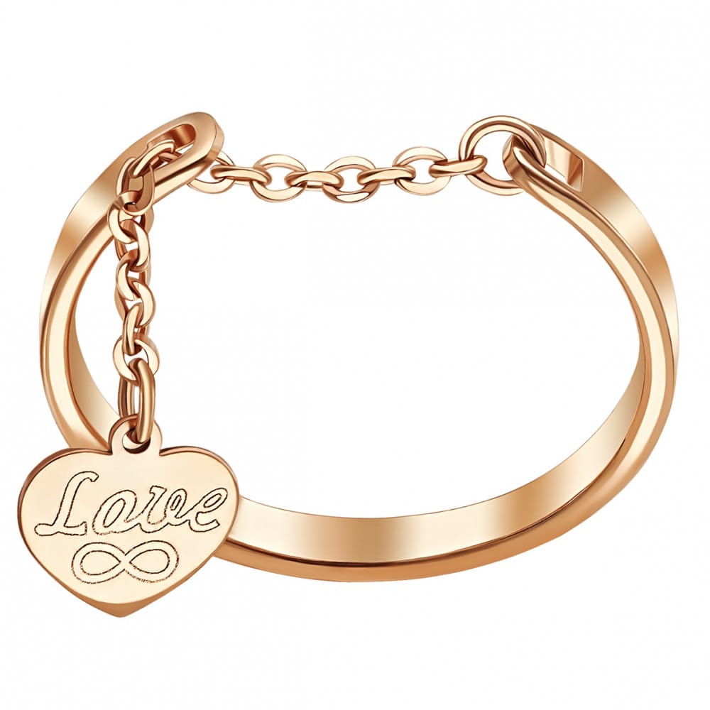 14K Rose Gold Ring With Dangling Heart Charm, Luxury Ring, Gift For Her