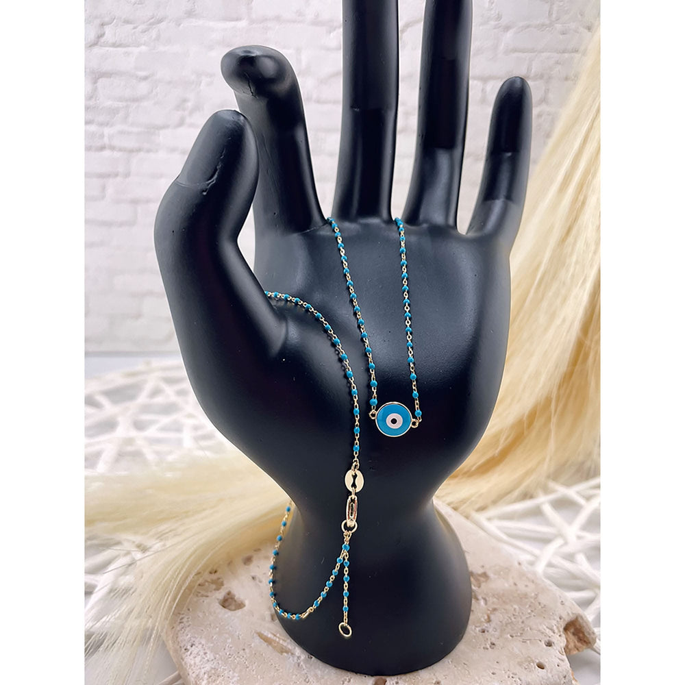 Navy Blue Evil Eye Beaded Necklace, Protection Necklace Adjustable Size