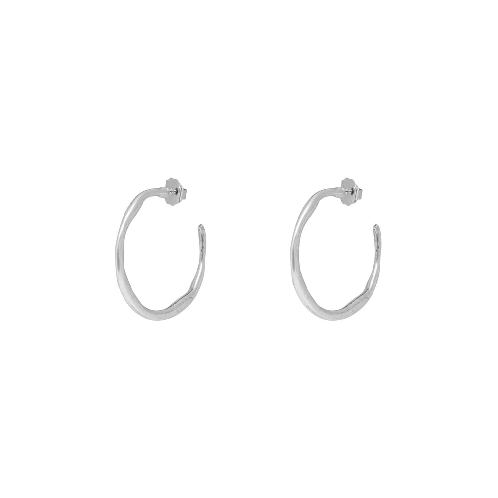 Sterling silver plated big hoop earrings irregular design