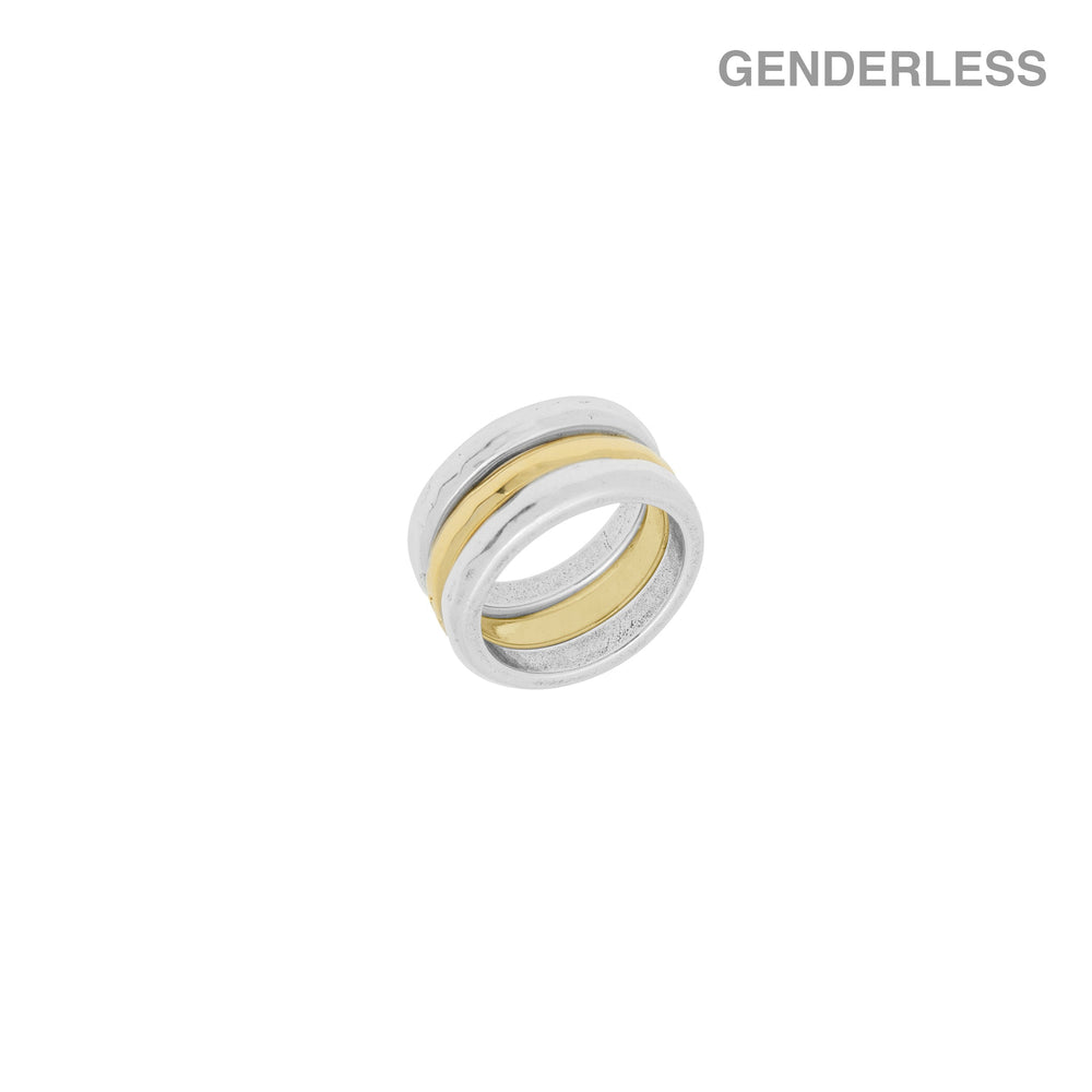 Three separate rings, silver and gold