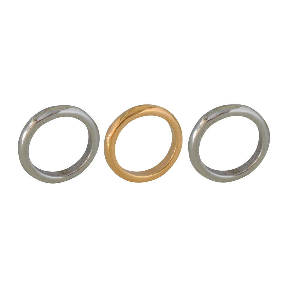 Three separate rings, silver and gold