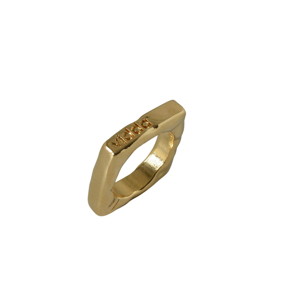Two separate square rings, silver and gold