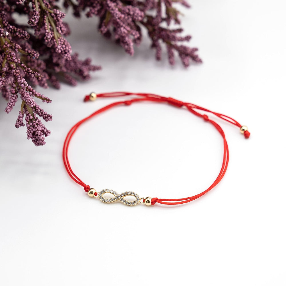 Infinity Bracelet Gold Charm, Infinity Red String Bracelet