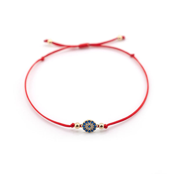 Evil Eye Bracelet Gold Charm, Evil Eye Red String Bracelet