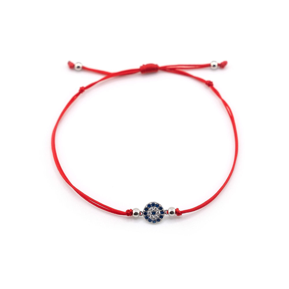 Evil Eye Bracelet Silver Charm, Evil Eye Red String Bracelet