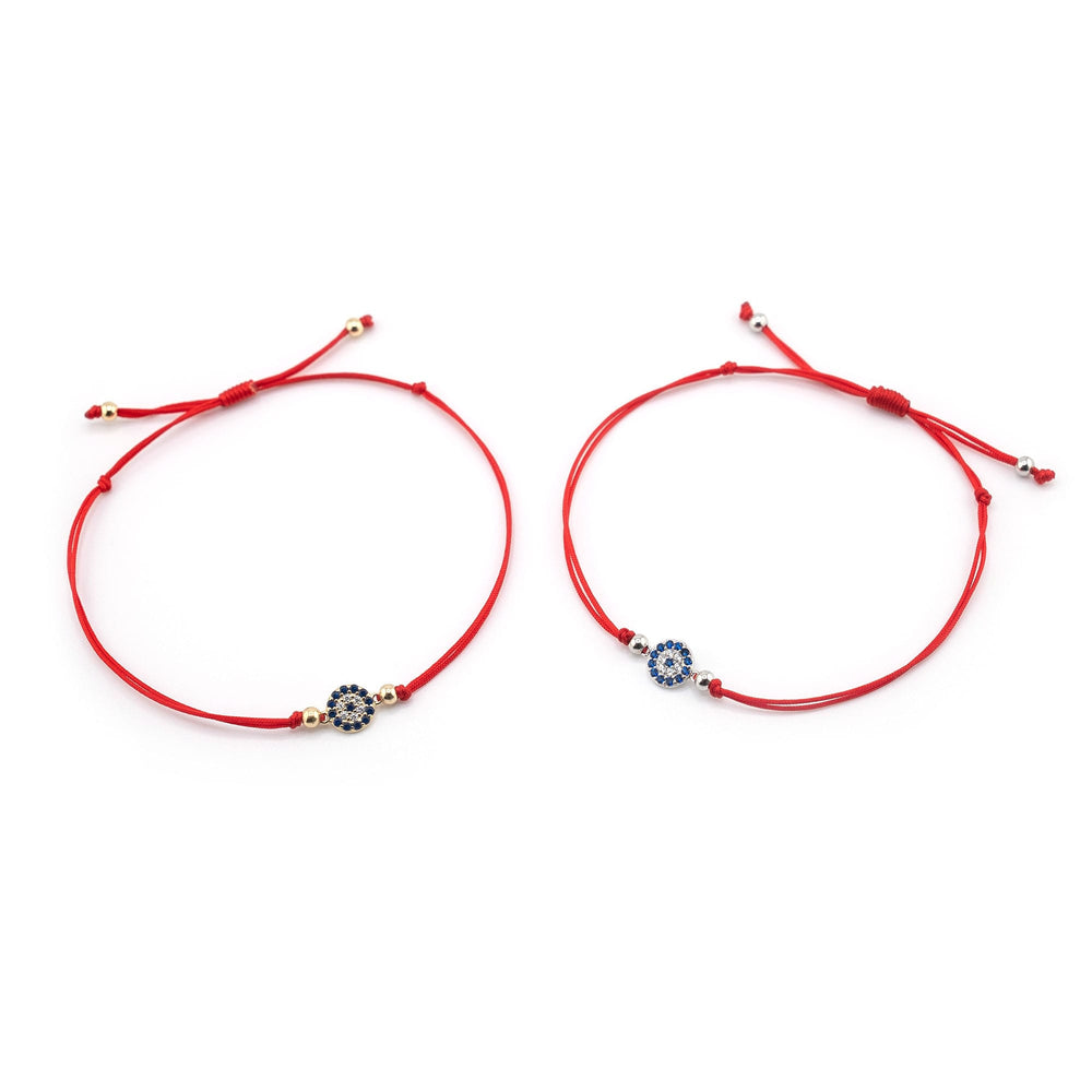 Evil Eye Bracelet Gold Charm, Evil Eye Red String Bracelet