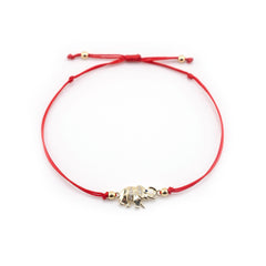 Elephant Bracelet Gold Charm, Elephant Red String Bracelet