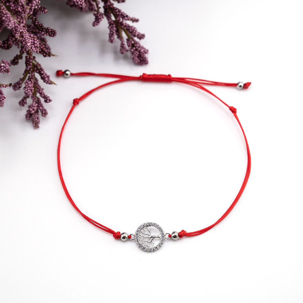 Tree Of Life Silver Charm Bracelet, Tree Of Life Red String Bracelet