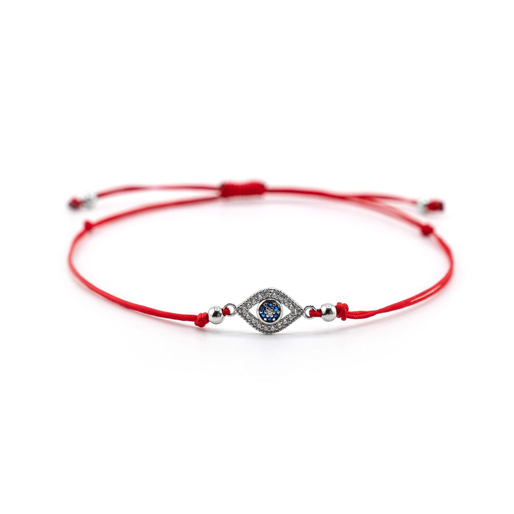 Evil Eye Bracelet Silver Charm, Evil Eye Red String Bracelet