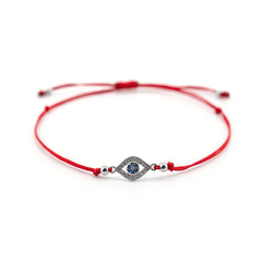 Evil Eye Bracelet Silver Charm, Evil Eye Red String Bracelet