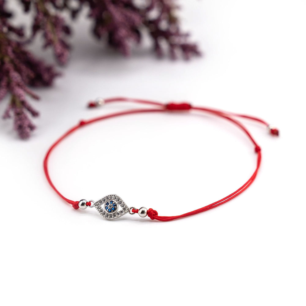 Evil Eye Bracelet Silver Charm, Evil Eye Red String Bracelet