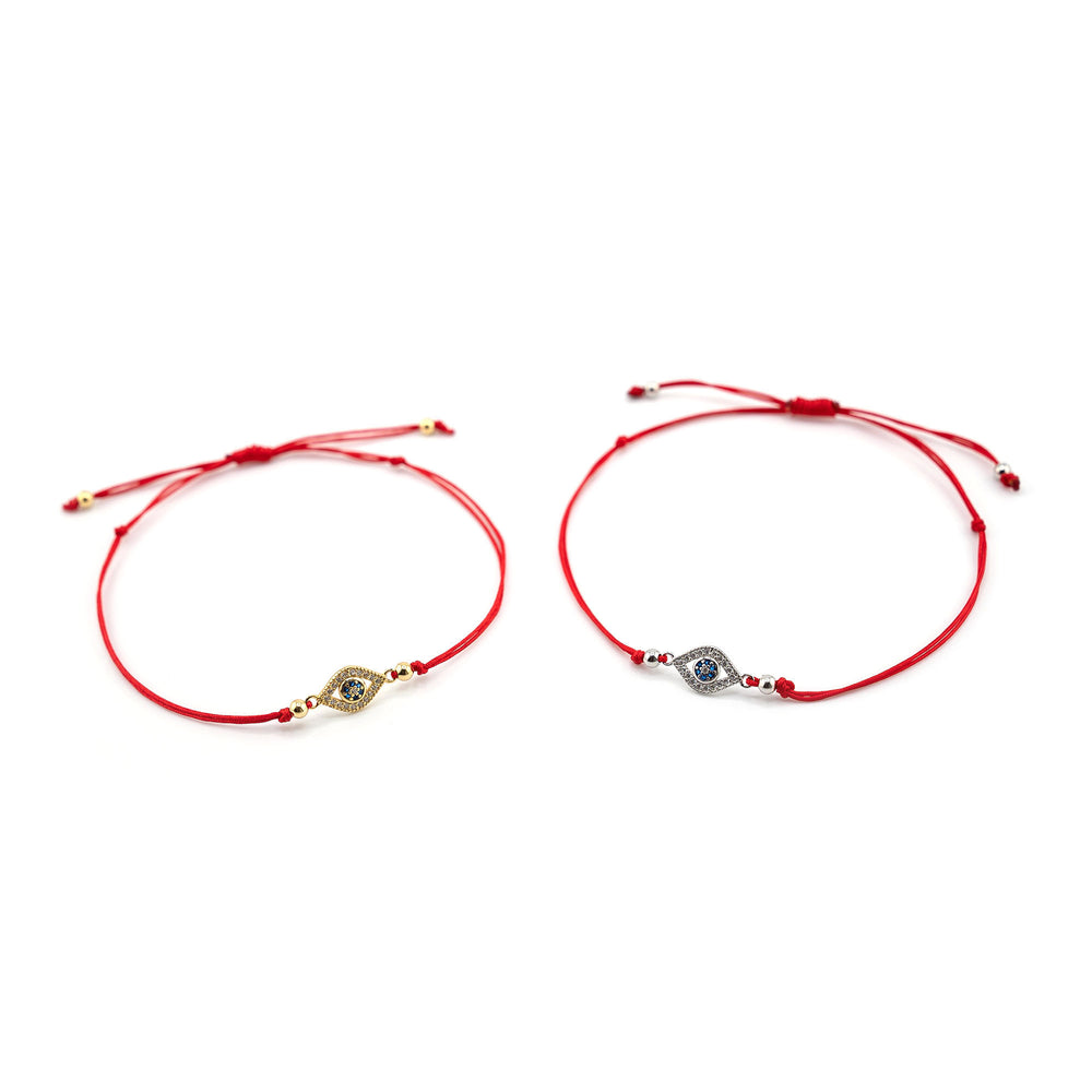 Evil Eye Bracelet Gold Charm, Evil Eye Red String Bracelet