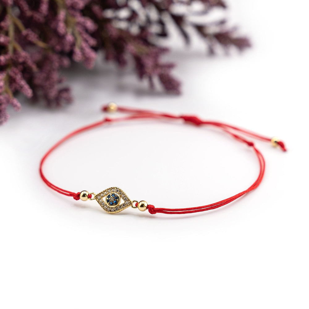 Evil Eye Bracelet Gold Charm, Evil Eye Red String Bracelet