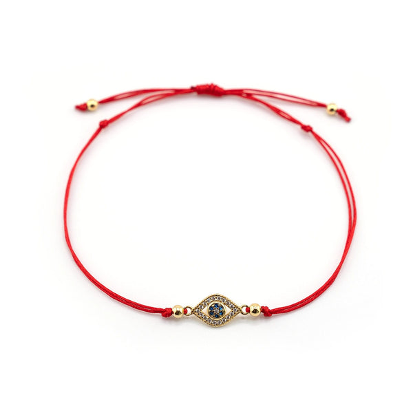 Evil Eye Bracelet Gold Charm, Evil Eye Red String Bracelet