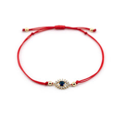 Blue Stone Evil Eye Bracelet Gold Charm, Evil Eye Red String Bracelet