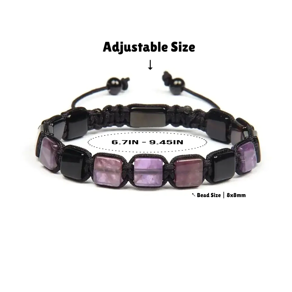 Amethyst Bracelet & Black Onyx, Onyx, Amethyst Macrame Bracelet Mens