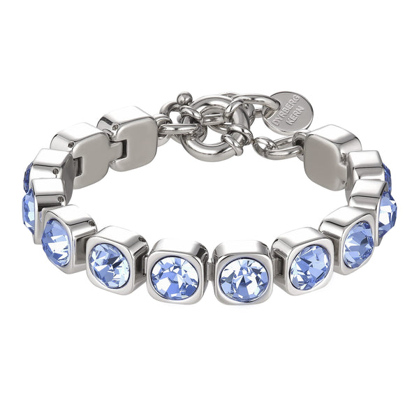 Light Sapphire Tennis Bracelet, Crystal Sterling Silver Plated Chunky Blue Tennis Bracelet