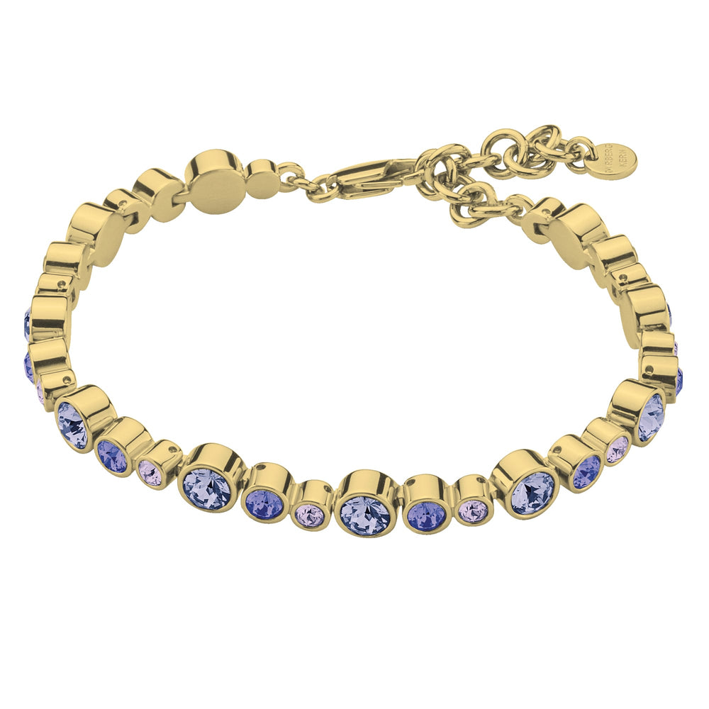 Lavender And Violet Crystal Tennis Bracelet, Light Purple Crystal Gold Plated Tennis Bracelet