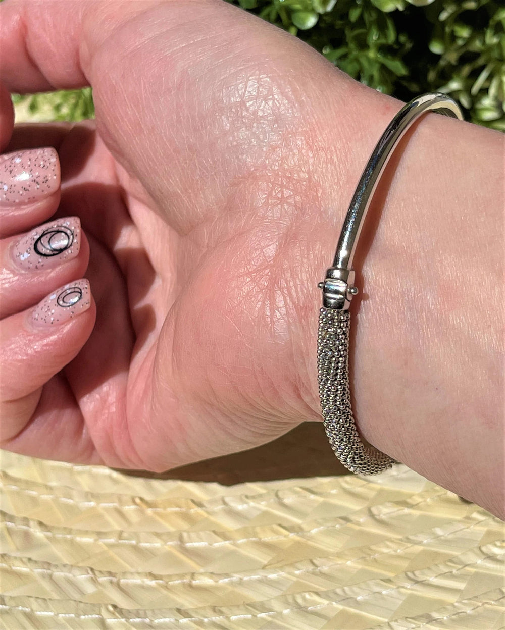 14K White Gold Cuff Nail Bracelet With Cubic Zirconia 100% Exclusive Bracelet