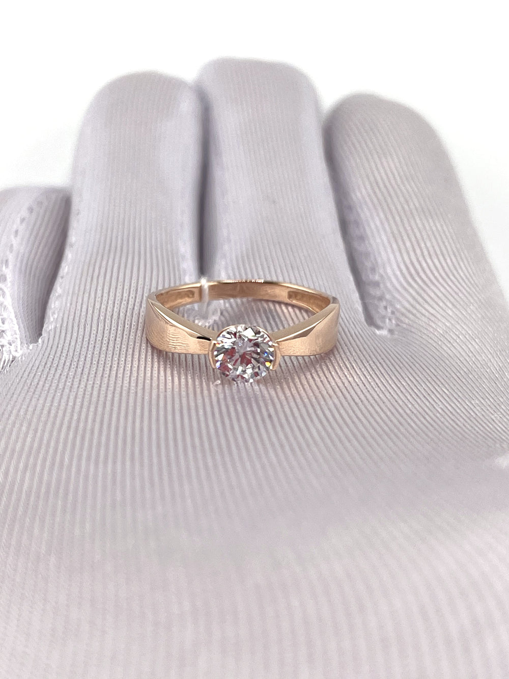 Elegant 14K Rose Gold Ring With Sparkling Cubic Zirconia, Wedding & Engagement Luxury Ring, Gift For Her