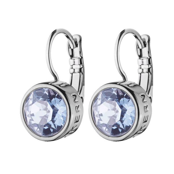 Blue Topaz Crystal Hook Silver Earrings, Light Blue Stone Silver Hook Earrings