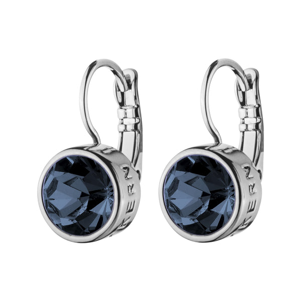 Royal Blue Crystal Silver Earrings, Sterling Silver Plated Earring With One Blue Crystal Charm