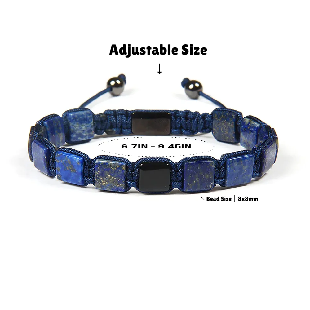 Lapis Lazuli Bracelet & Black Onyx, Onyx, Lapis Lazuli Macrame Bracelet Mens