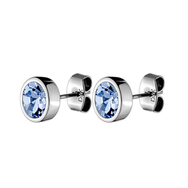Light Sapphire Blue Crystal Silver Stud Earrings, Blue Stone Stud Silver Earrings