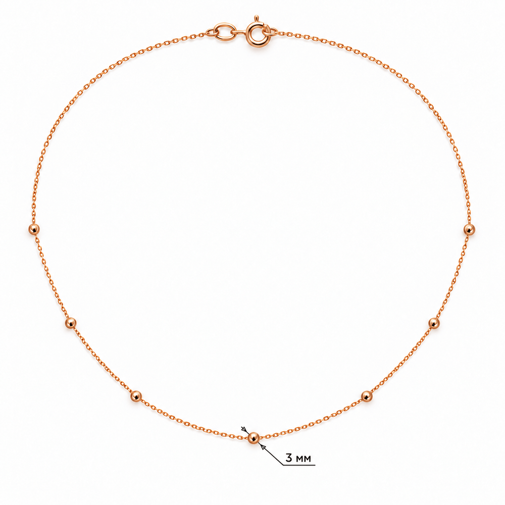 14K Solid Rose Gold Beaded Necklace, Dainty Ball Chain Necklace, Best Gift For Her