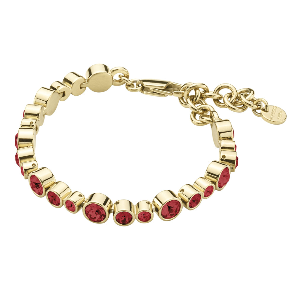 Red Tennis Bracelet, Red Crystal Gold Plated Tennis Bracelet