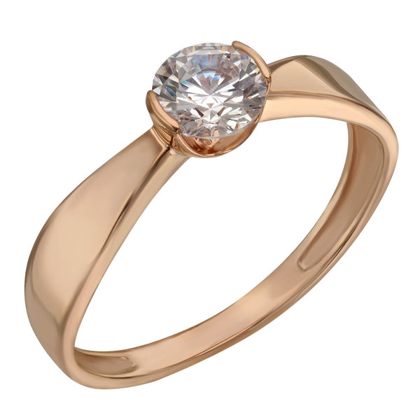 Elegant 14K Rose Gold Ring With Sparkling Cubic Zirconia, Wedding & Engagement Luxury Ring, Gift For Her