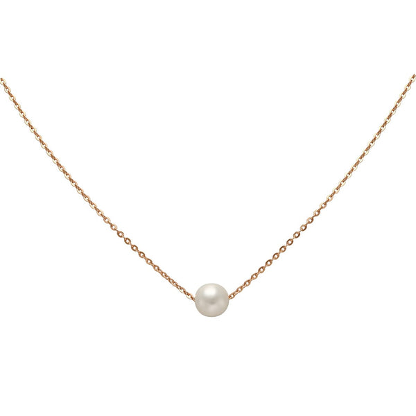 14K Rose Gold Necklace With Elegant Pearl Round Charm