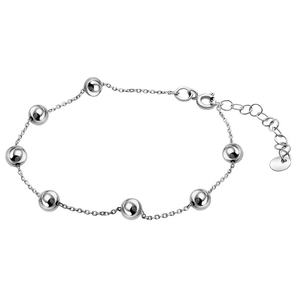 14K White Gold Bracelet With Seven Delicate Spheres Charms 100% Exclusive Bracelet