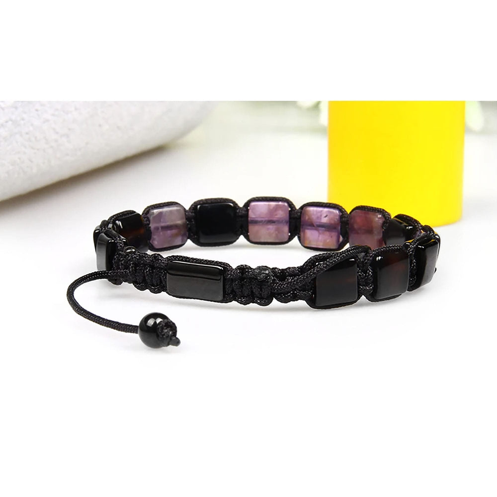 Amethyst Bracelet & Black Onyx, Onyx, Amethyst Macrame Bracelet Mens