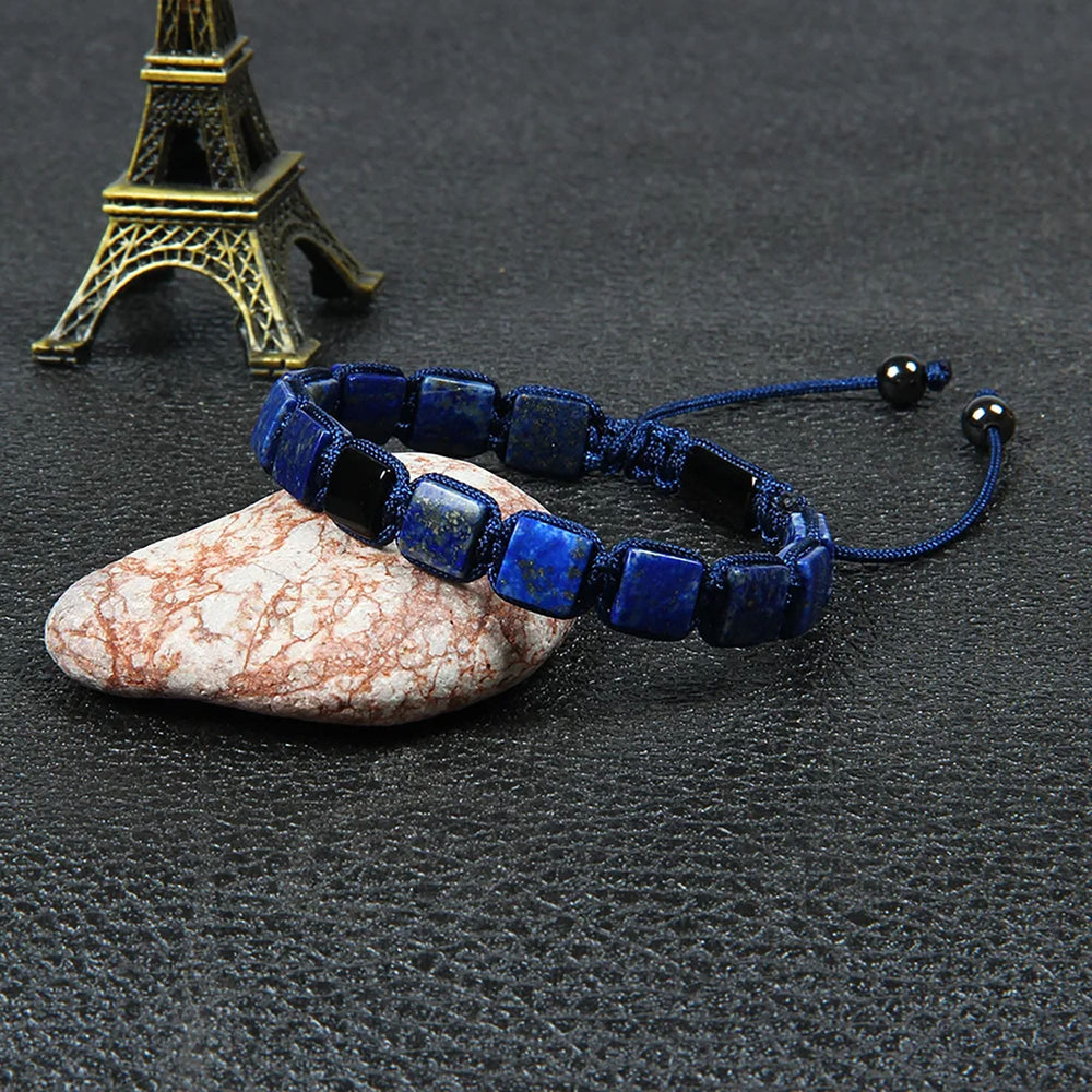 Lapis Lazuli Bracelet & Black Onyx, Onyx, Lapis Lazuli Macrame Bracelet Mens