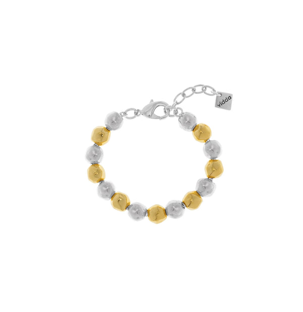 Gold & Silver Ball Chain Bracelet, Gold and sterling silver plated regular ball beads chain bracelet