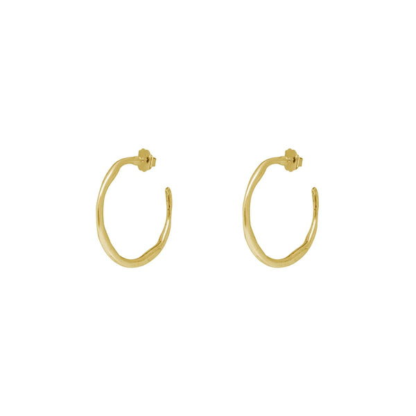 Gold plated big hoop earrings. Irregular design