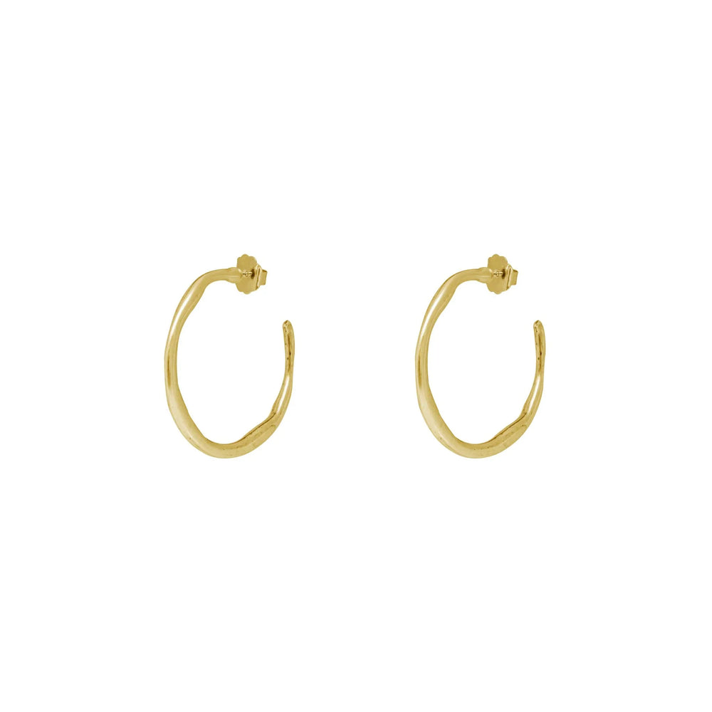 Gold plated big hoop earrings. Irregular design