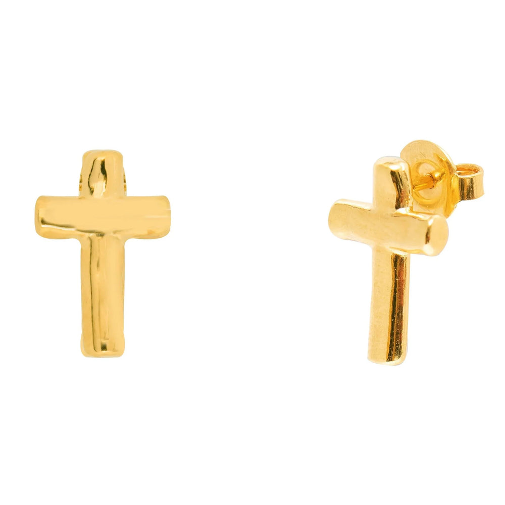 Gold Cross Earrings Studs, Gold plated cross stud earrings