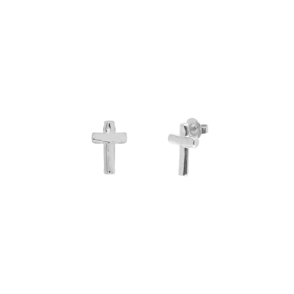 Sterling silver plated cross stud earrings