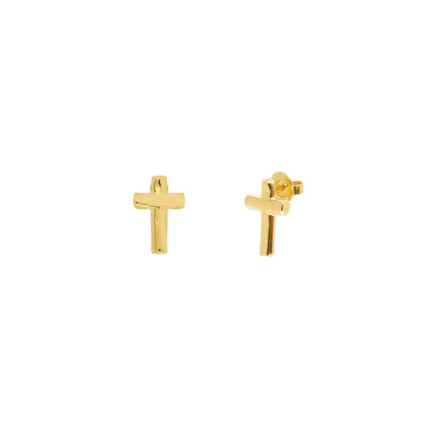 Gold Cross Earrings Studs, Gold plated cross stud earrings