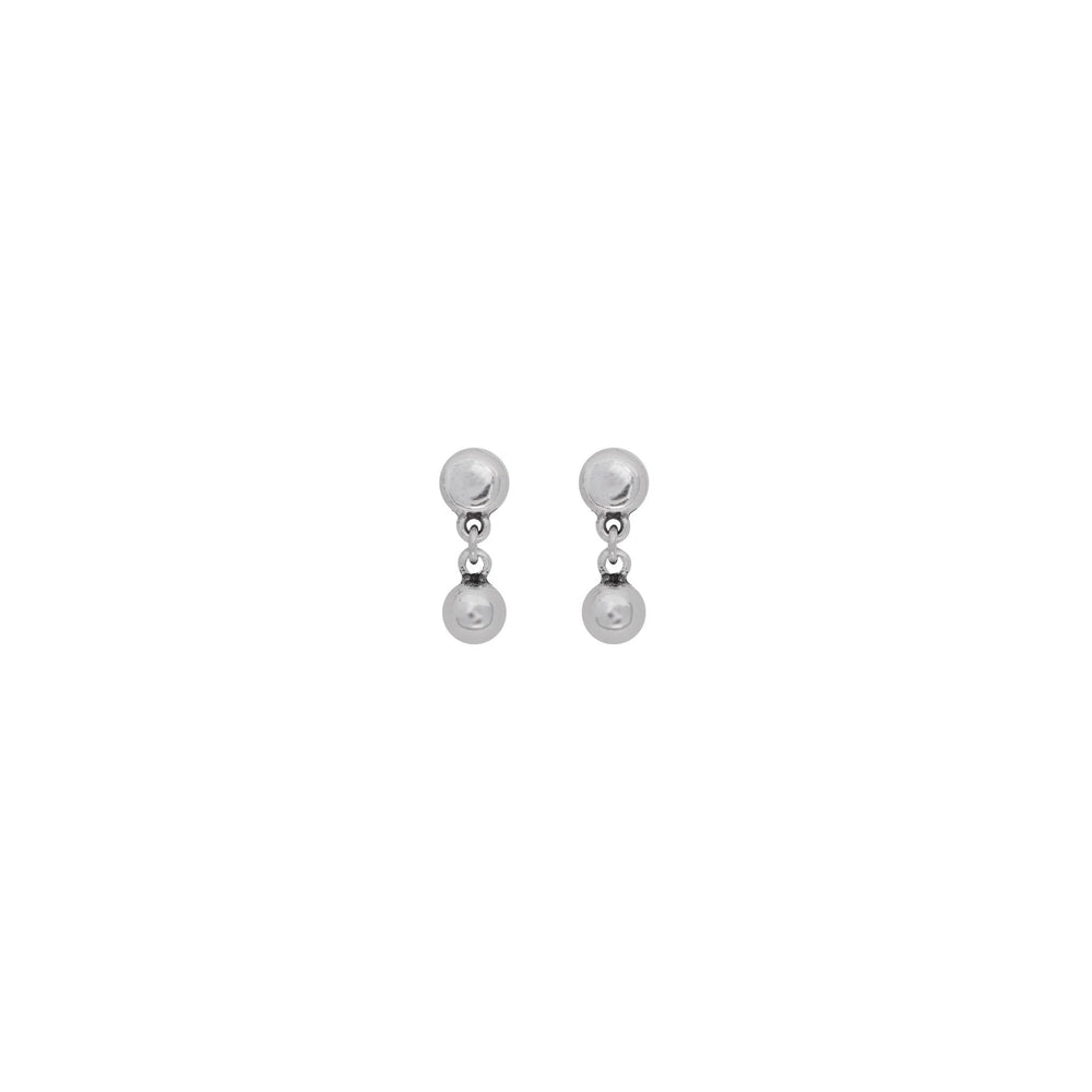 Sterling silver plated stud earrings with a hanging small round piece