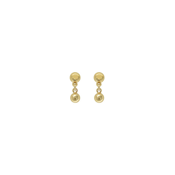 Gold Plated stud earrings with a hanging small round piece