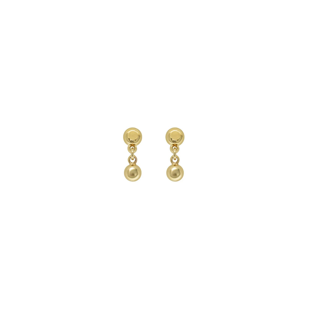 Gold Plated stud earrings with a hanging small round piece