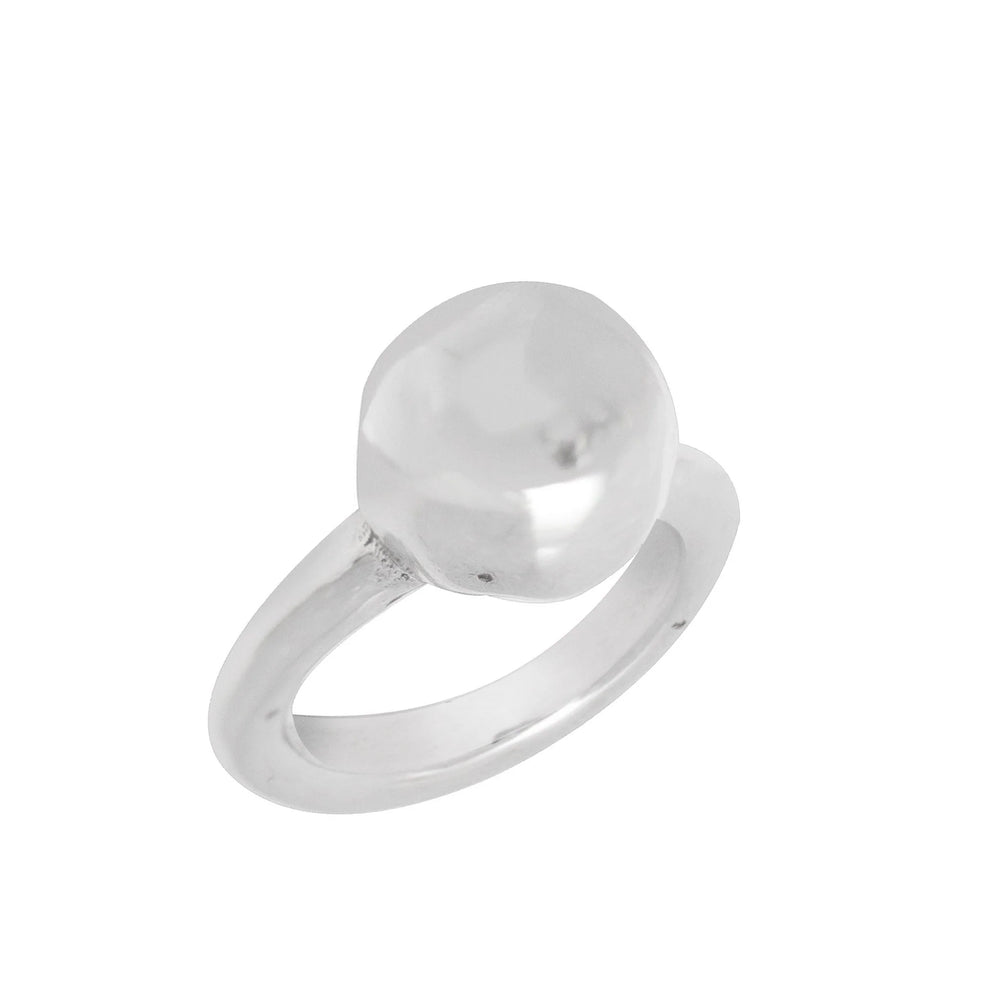 Silver Ball Ring, Sterling silver plated irregular ball ring