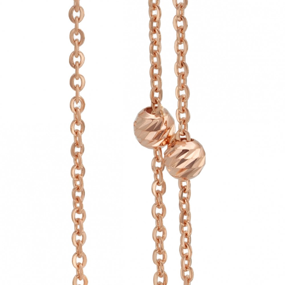 14K Rose Gold  Threader Earrings With Beaded Accents