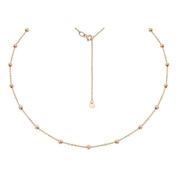 Delicate 14K Rose Gold Necklace With Textured Beads