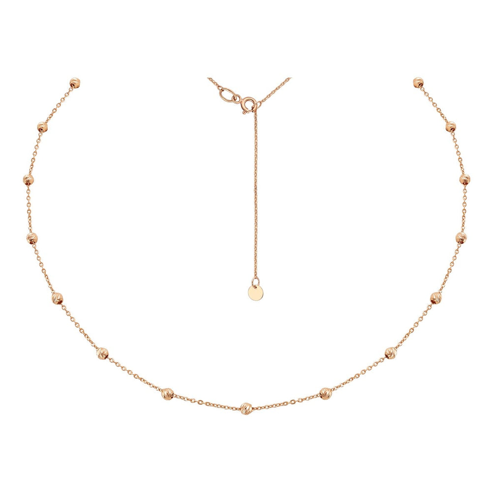 Delicate 14K Rose Gold Necklace With Textured Beads
